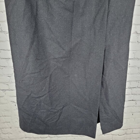 Carlisle Grey 100% Wool Lined Side Zip Buttoned Slit Midi Straight Skirt Size 4 - Picture 5 of 12